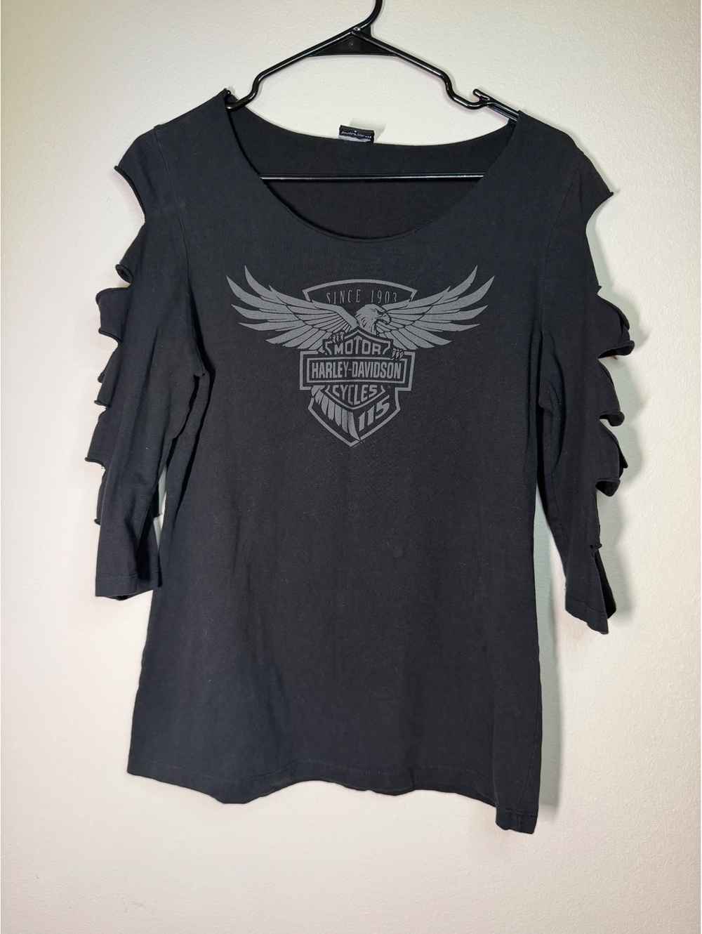 Harley-Davidson Black Cut-Out Sleeve T-Shirt